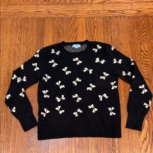CeCe Black Sweater with White Bow Detail – Women’s Medium